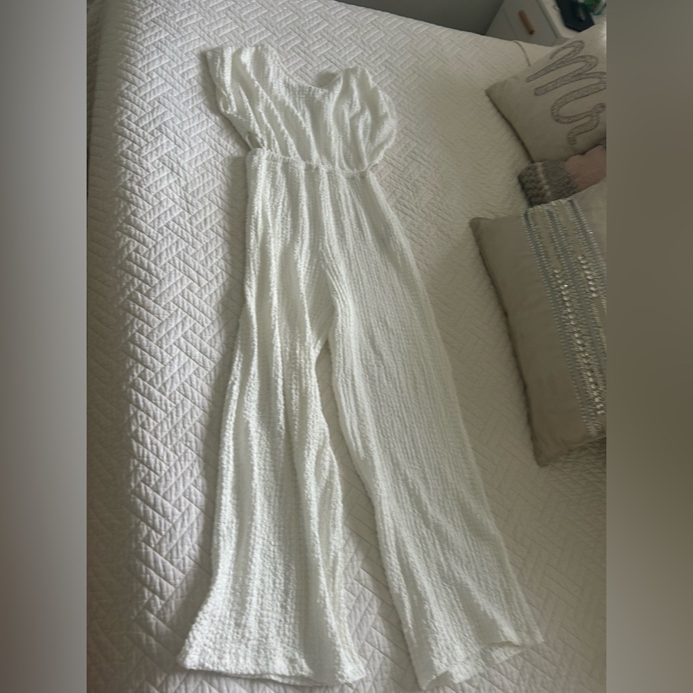 Zara Textured White Jumpsuit